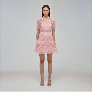 COPY - NWT/NIB  Self-Portrait Guipure Mini Dress - Size 0 - Pink Lace